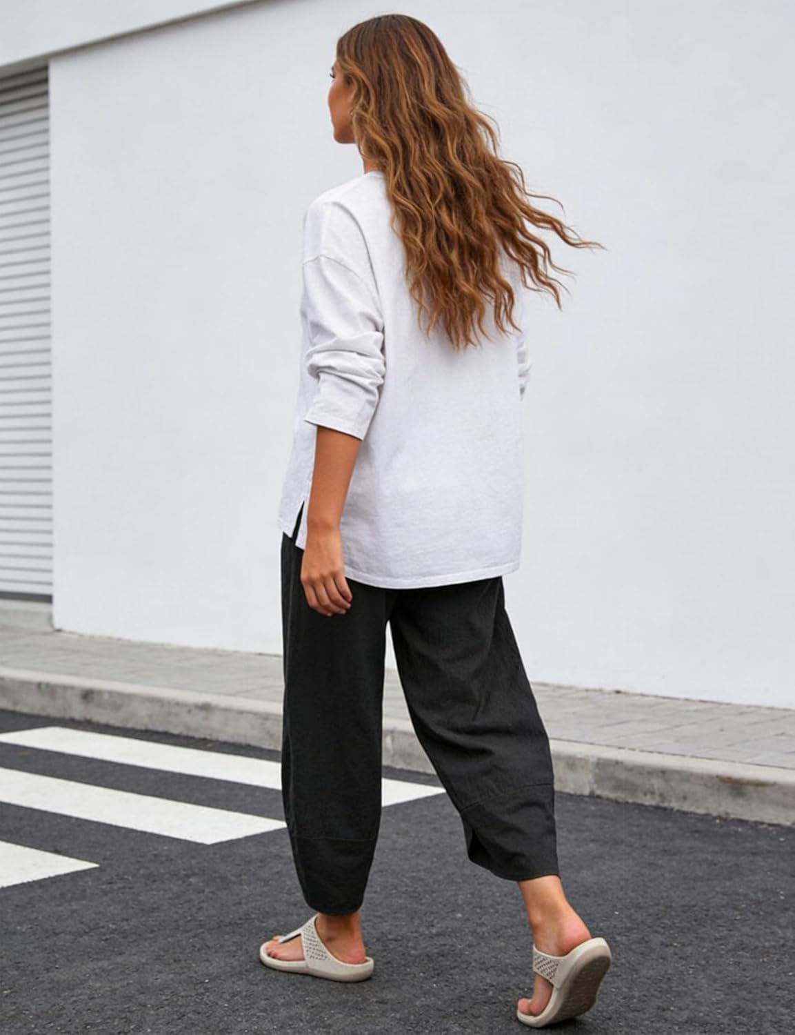 Calças Caprice Capri Mulher Algodão – Cintura Alta Elástica, Corte Tulipa Verão Chic