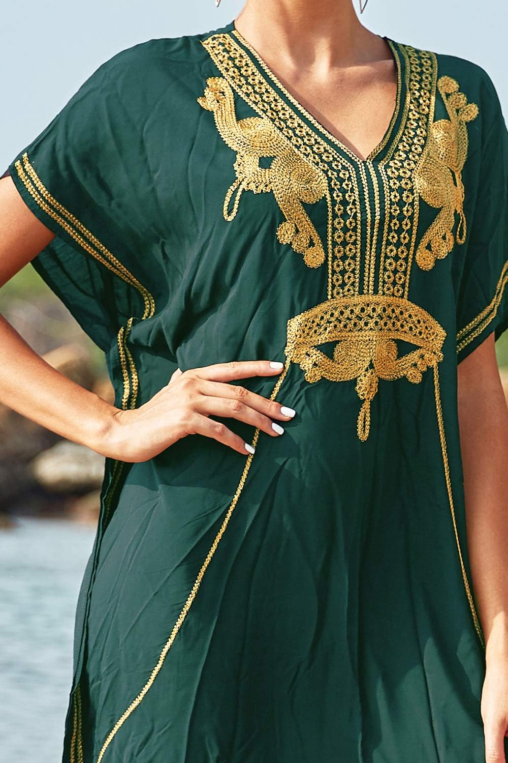 Solea Dámský Kaftan – Vyšívané Lehoučké Bohémské Plážové Šaty ve Velikosti Plus Letní Překrytí