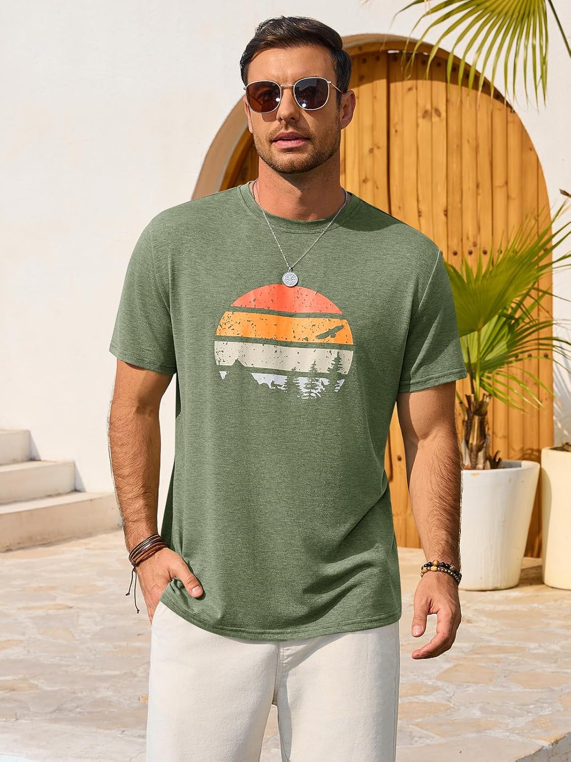 Enzo muška majica – grafička majica s okruglim izrezom, vintage stil, plaža i casual