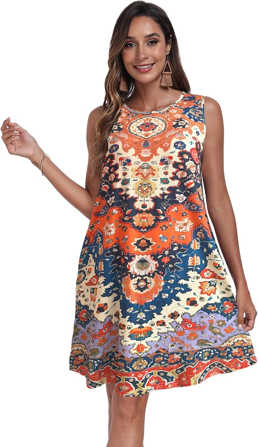 Vestido de Verano para Mujer Léna – Vestido Línea A con Tirantes, Escote en V y Bolsillos, Largo Medio