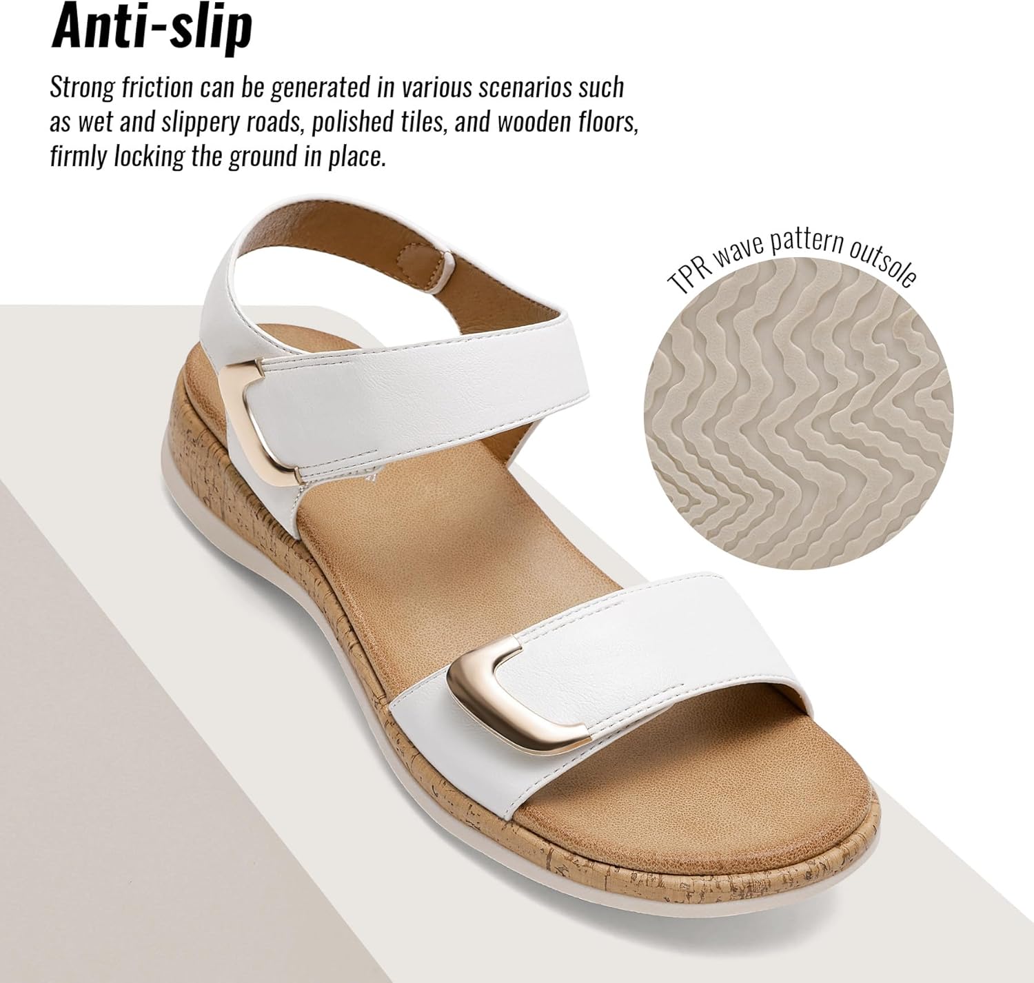 Élise Sandales Femme Confort – Sandales Plates d’Été à Boucle Ajustable