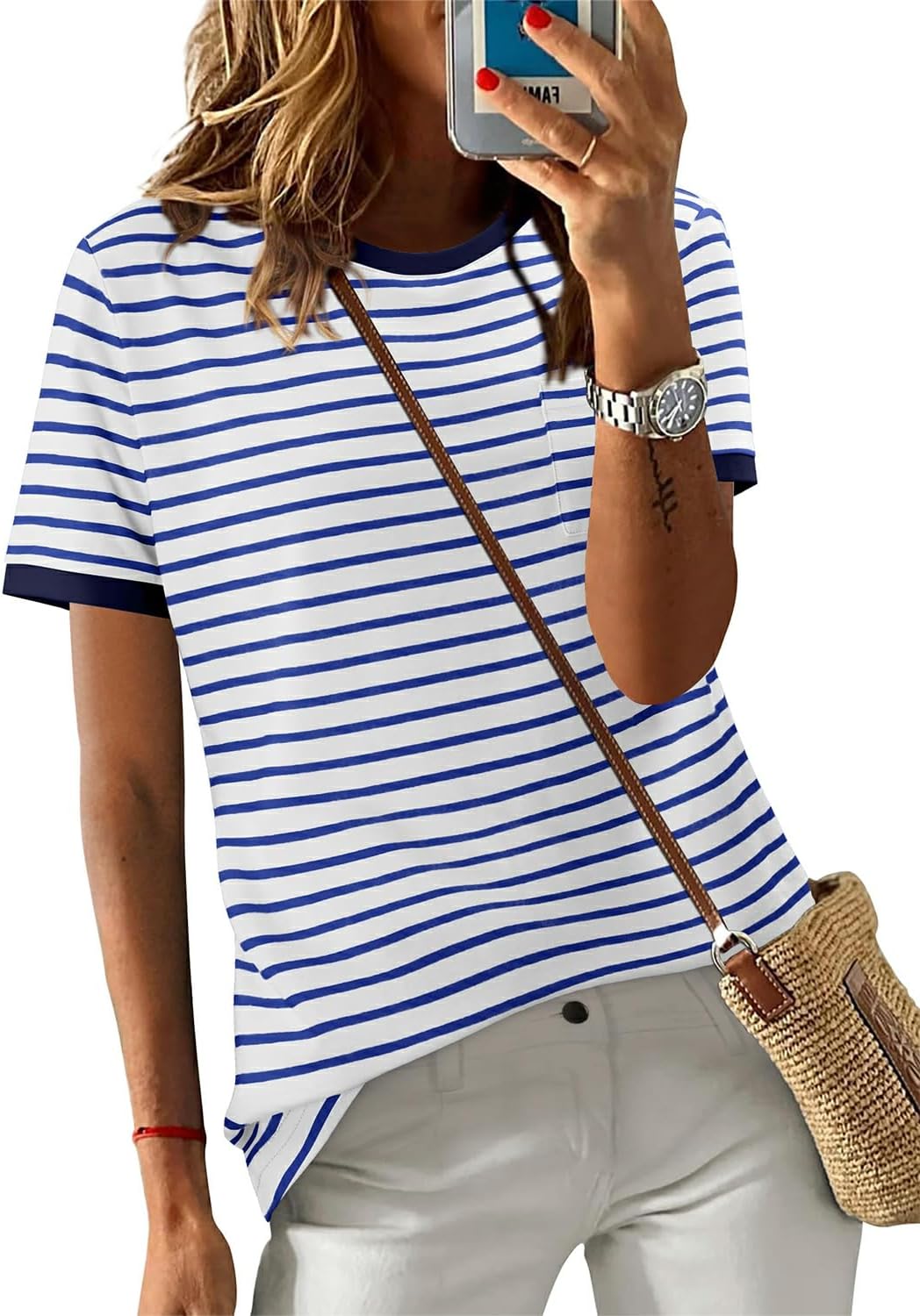 Sofia Haut en Lin Femme – T-shirt Oversize Décontracté avec Boutons et Manches 3/4