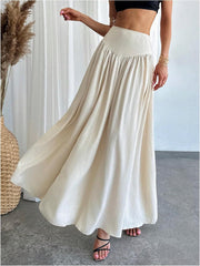 Milania Falda Maxi Mujer – Falda Plisada Cintura Alta Fluida y Elegante