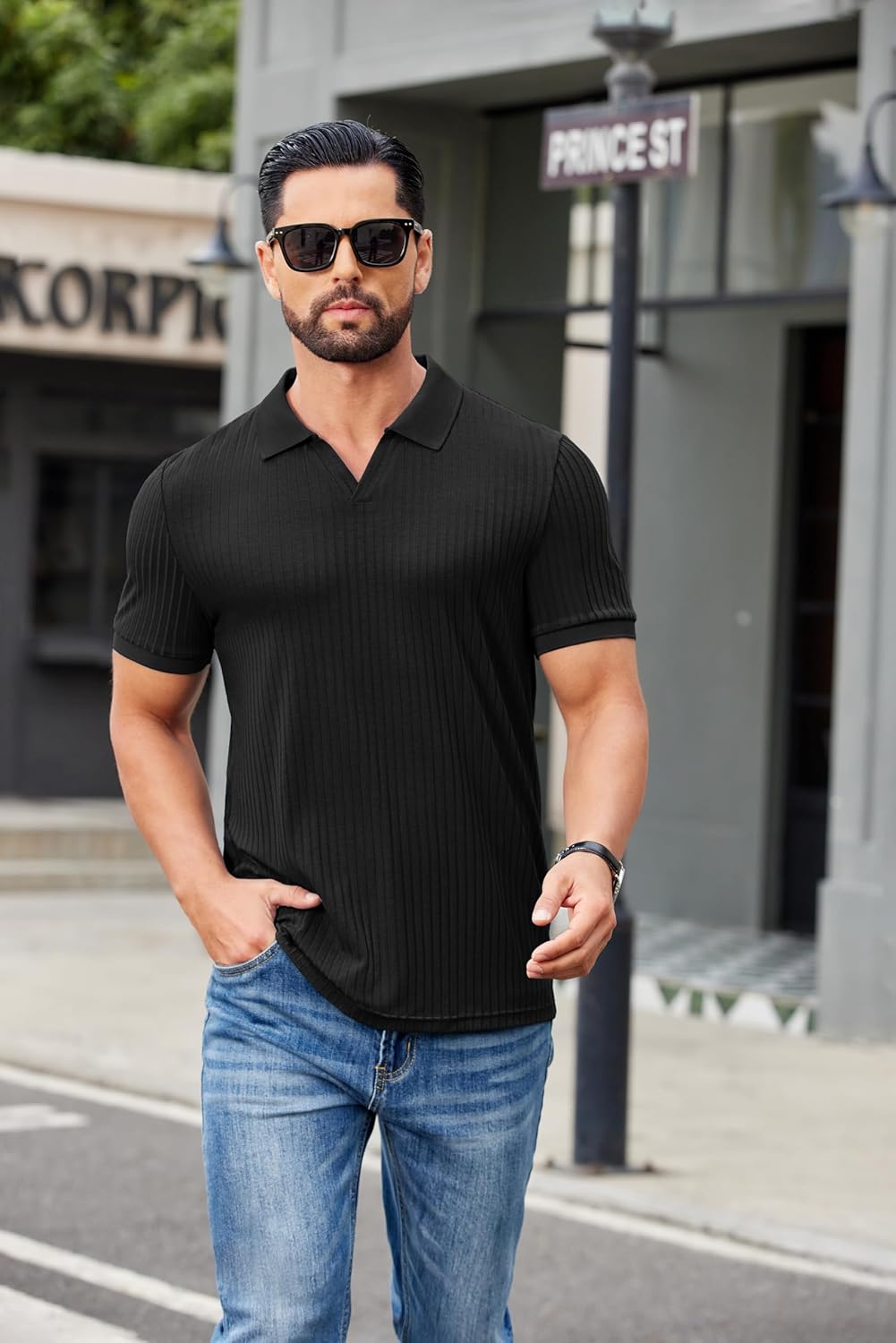 Alex Polo Ανδρικό – Ριπ Πόλο με V Λαιμόκοψη Slim Fit, Ελαφρύ & Μοντέρνο Καλοκαιρινό Στυλ