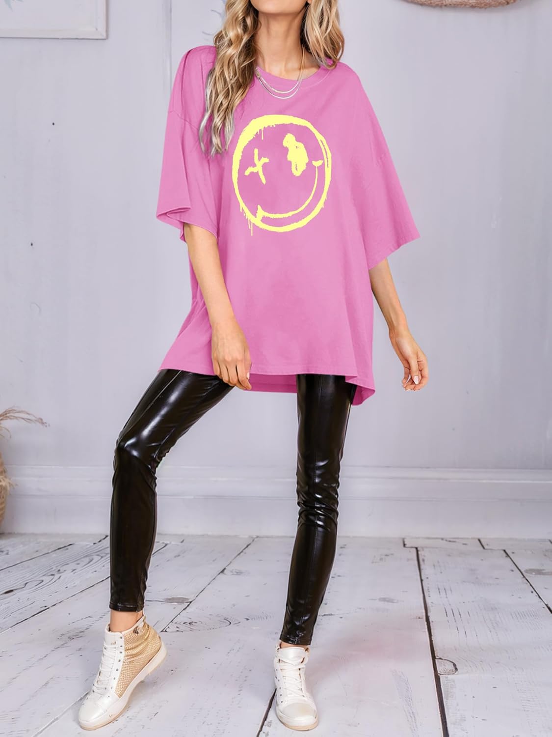 Maya T-Shirt Femme Oversize – Haut Good Vibes à Manches Courtes