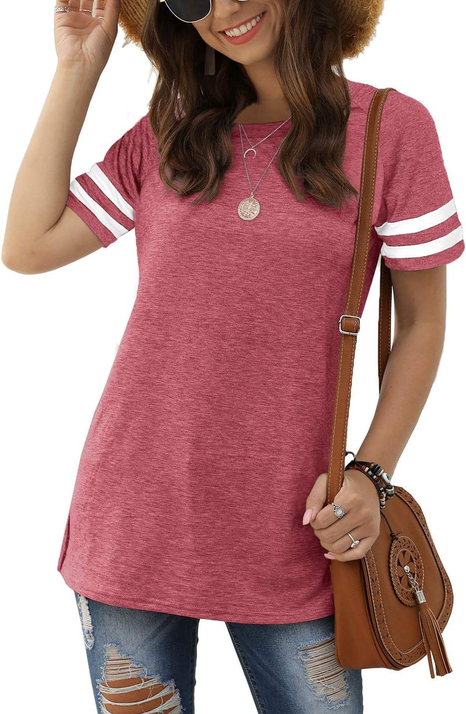 Zoé T-Shirt Γυναικείο Ριγέ – Τοπ Στρογγυλή Λαιμόκοψη Φαρδιά Γραμμή Πλευρικό Άνοιγμα Σικ