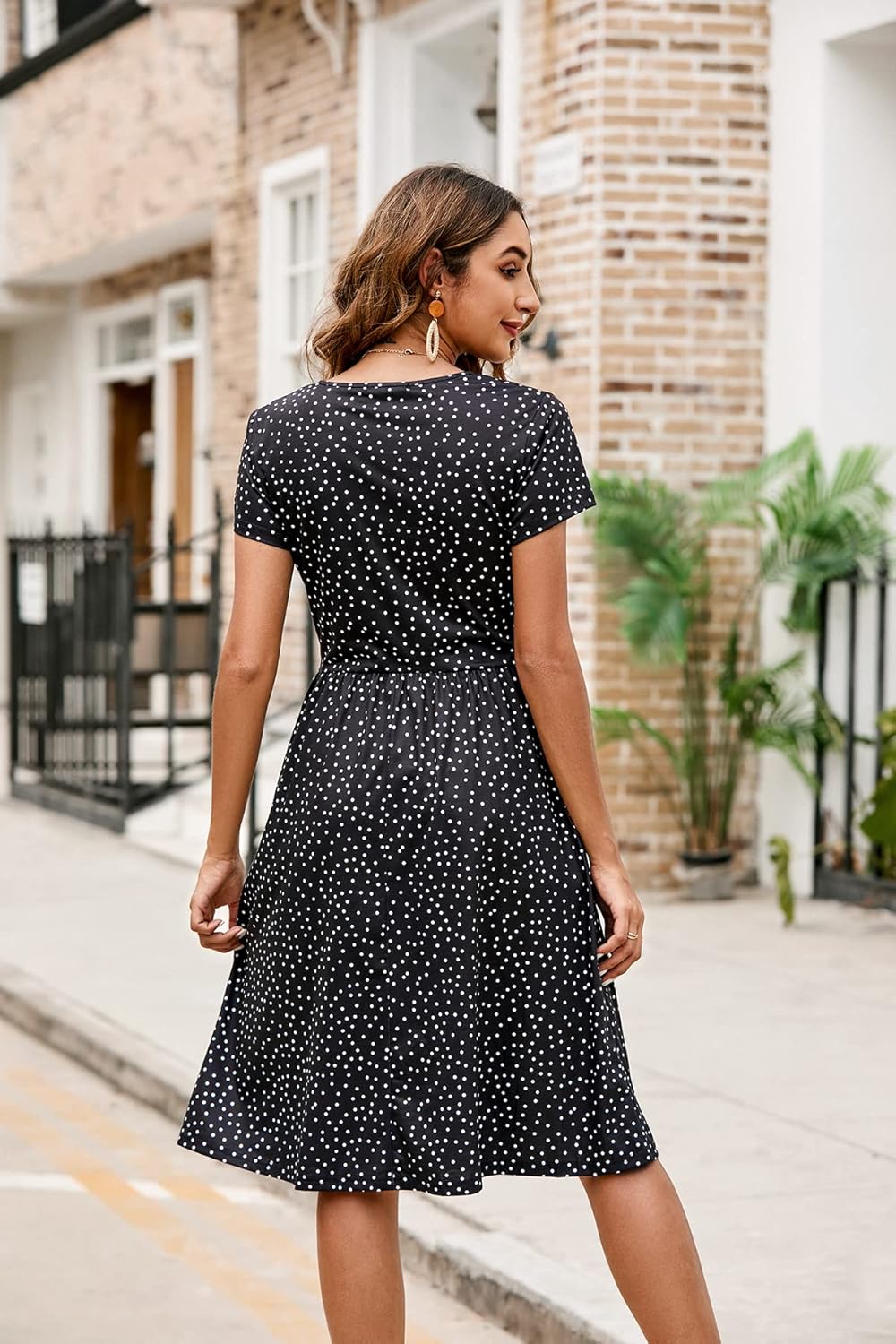 Camélia Robe Portefeuille Femme – Robe Midi Fleurie à Col V avec Poches