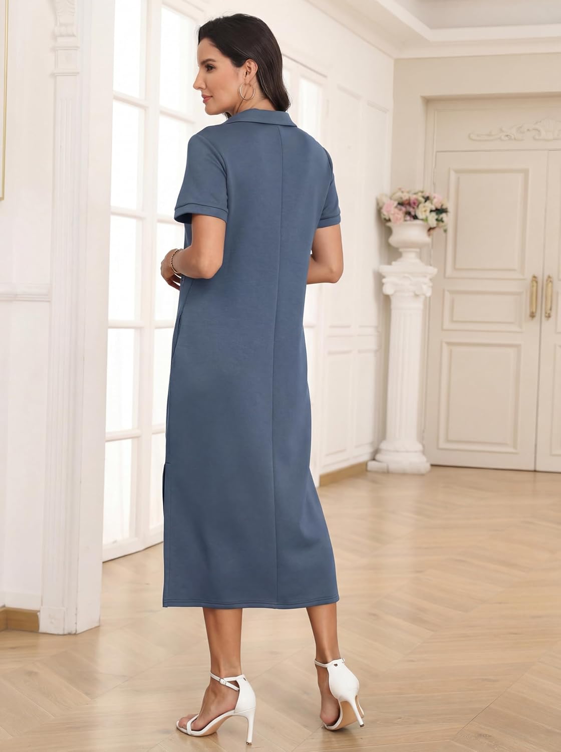 Claire Maxi Polo Kjole til Kvinder – Elegant Kjole uden Folder med Lommer, Komfortabel til Sommer