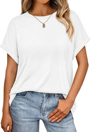Μπλουζάκι Emma Γυναικείο Oversize – Στρογγυλή Λαιμόκοψη, Κοντά Μανίκια, Φαρδιά Γραμμή Καλοκαίρι