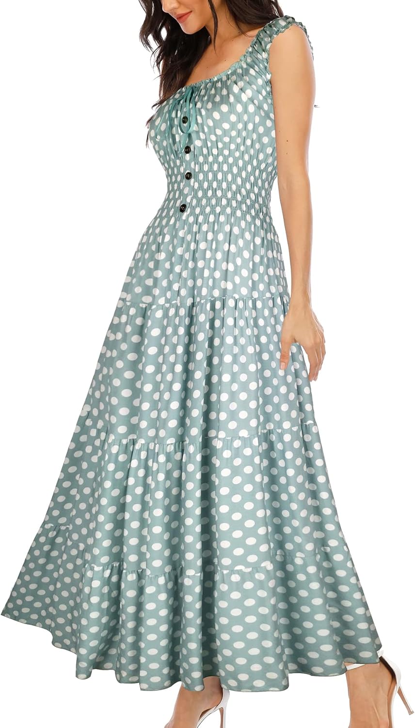 Lina Robe Maxi Bohème Femme – Robe Longue Fluide Imprimé Floral Été Élégante