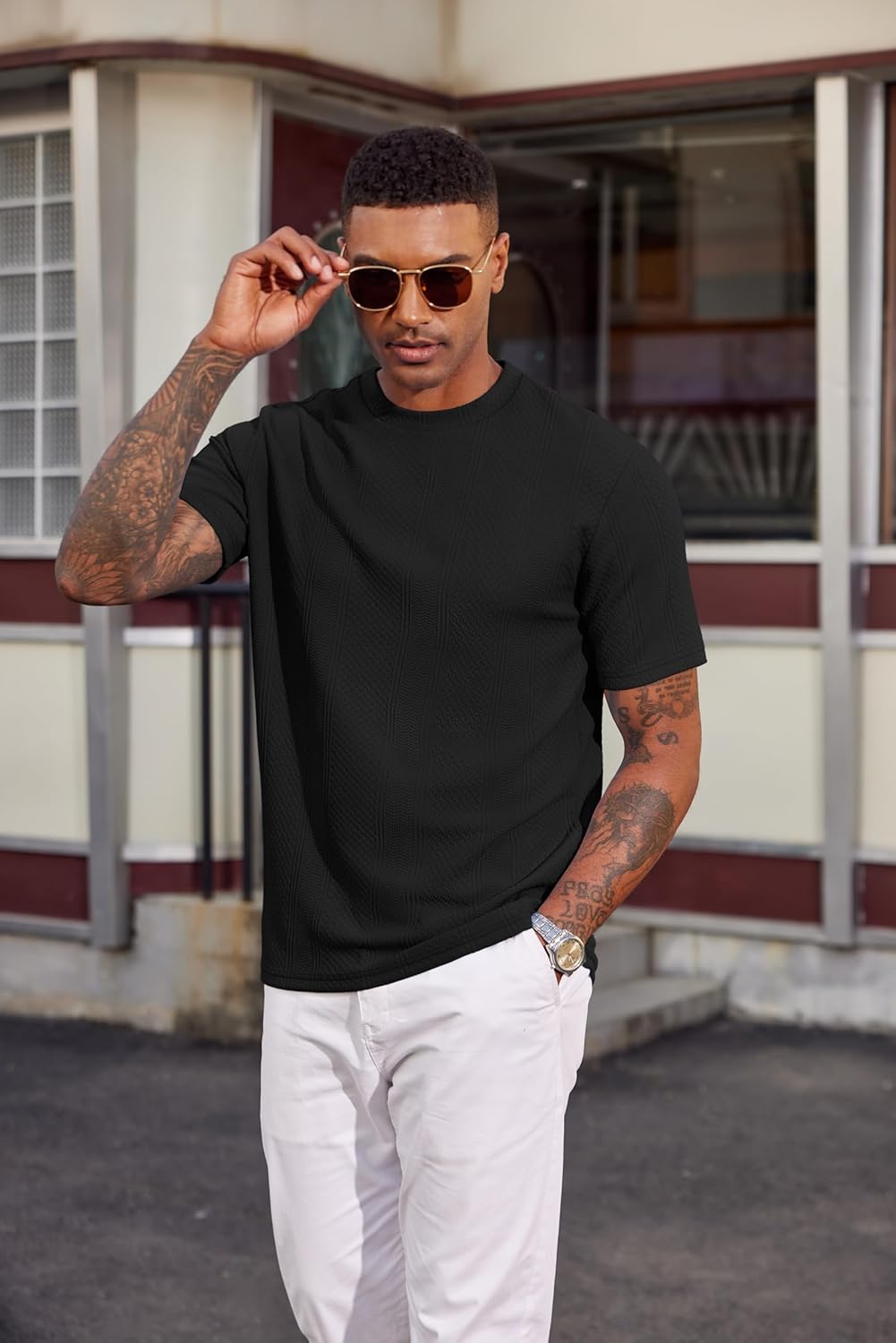 Wilbert majica za muškarce – majica od teksturiranog pletiva, lagana i u casual chic stilu