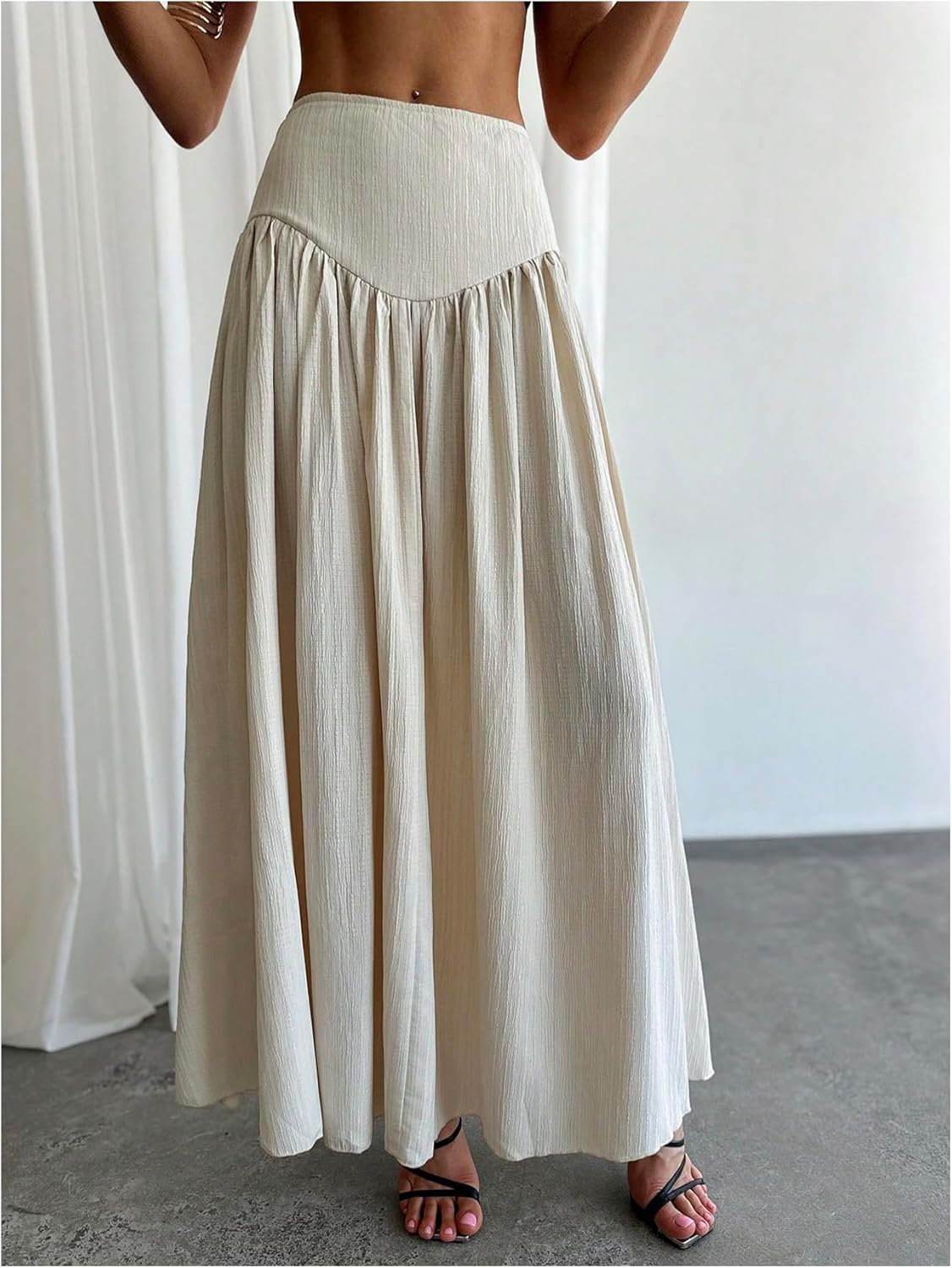 Milania Falda Maxi Mujer – Falda Plisada Cintura Alta Fluida y Elegante