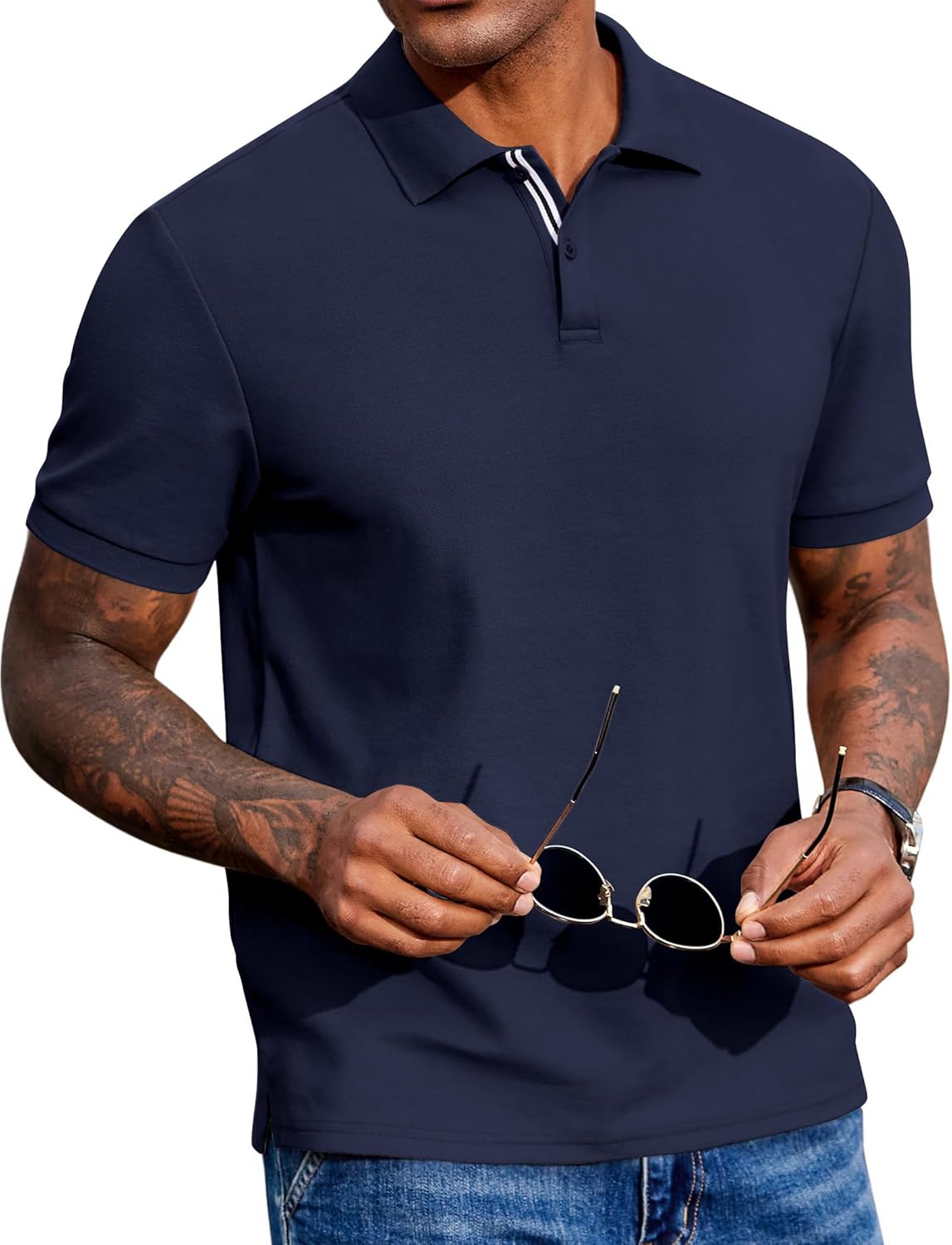 Luke Polo Homem – Polo de Algodão Piqué de Manga Curta, Estilo Casual e Golfe Elegante