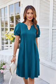 Camille Robe Midi A-Line – Robe Coton Col Henley Élégante avec Poches Femme