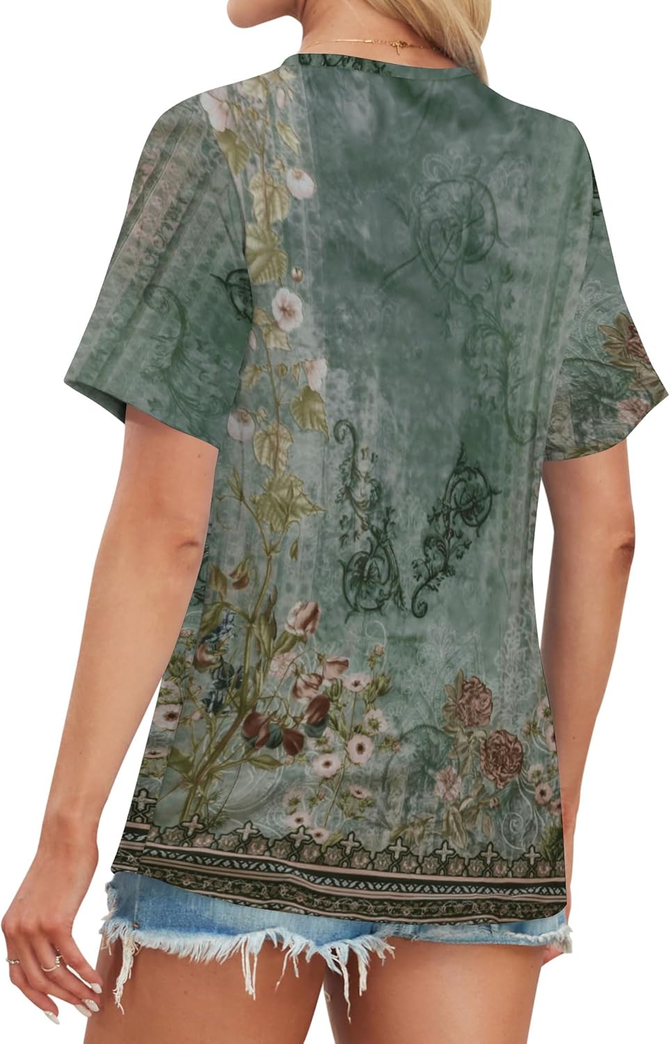 Chloé T-Shirt Femme Rayé – Tunique Col V Manches Courtes Coupe Ample Été