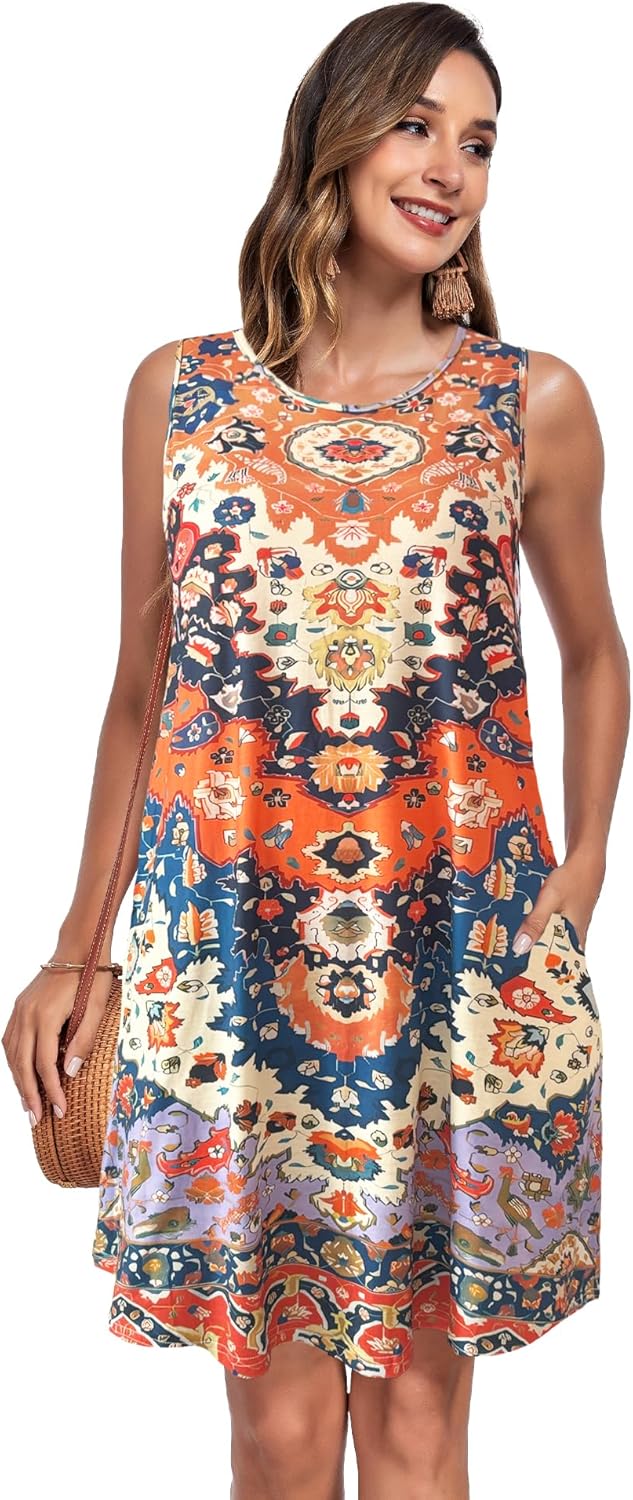Vestido de Verano para Mujer Léna – Vestido Línea A con Tirantes, Escote en V y Bolsillos, Largo Medio