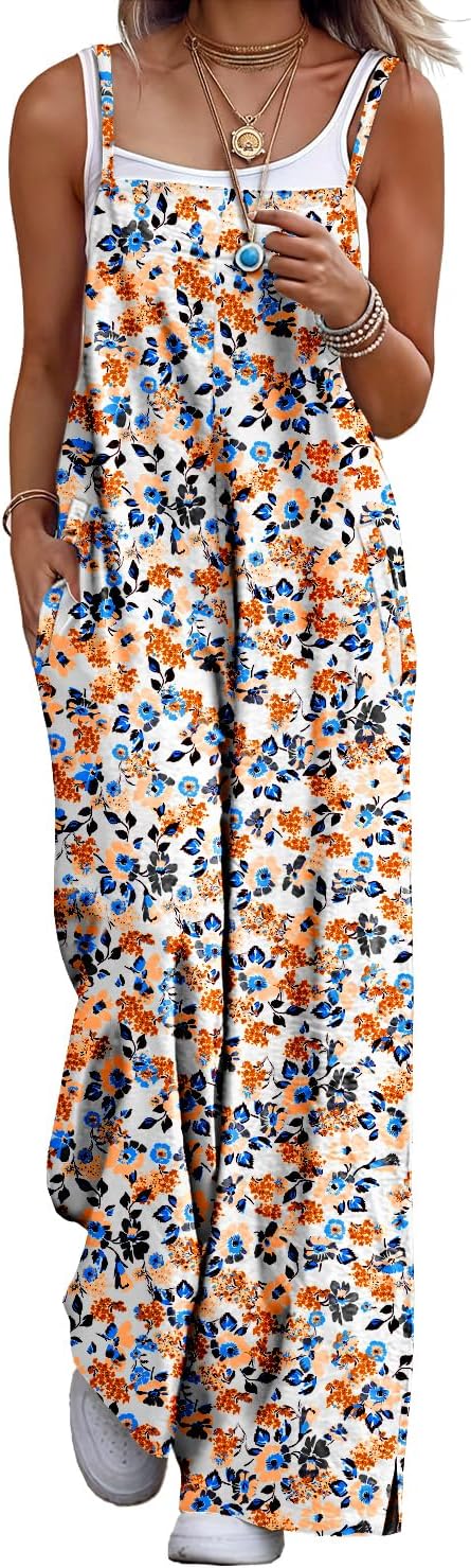 Aily Women's Summer Jumpsuit – Bohemian Floral Cotton Overalls with Pockets