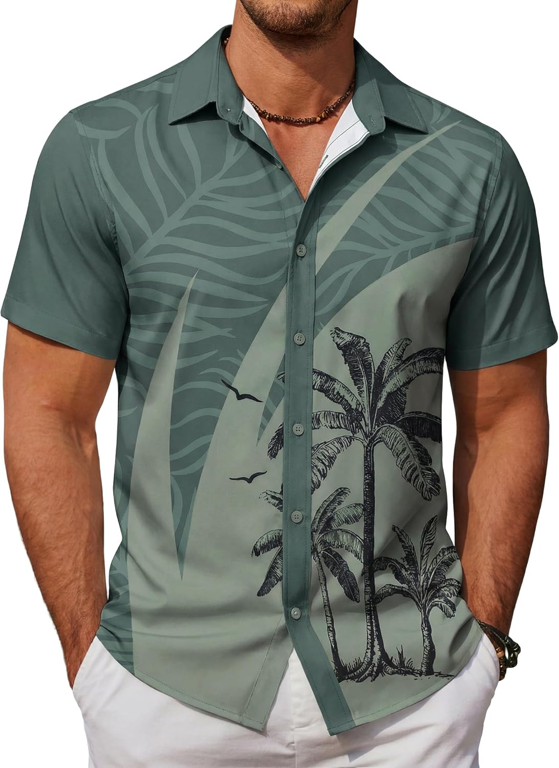 Camisa Havaiana Masculina Carlos – Camisa Tropical de Verão, Leve e de Secagem Rápida
