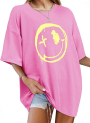 Tricou Maya pentru femei oversize – top Good Vibes cu mâneci scurte