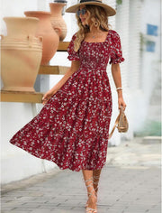 Angeli Robe Femme Fleurie – Manches Bouffantes, Taille Nouée, Coupe Mini Été Chic