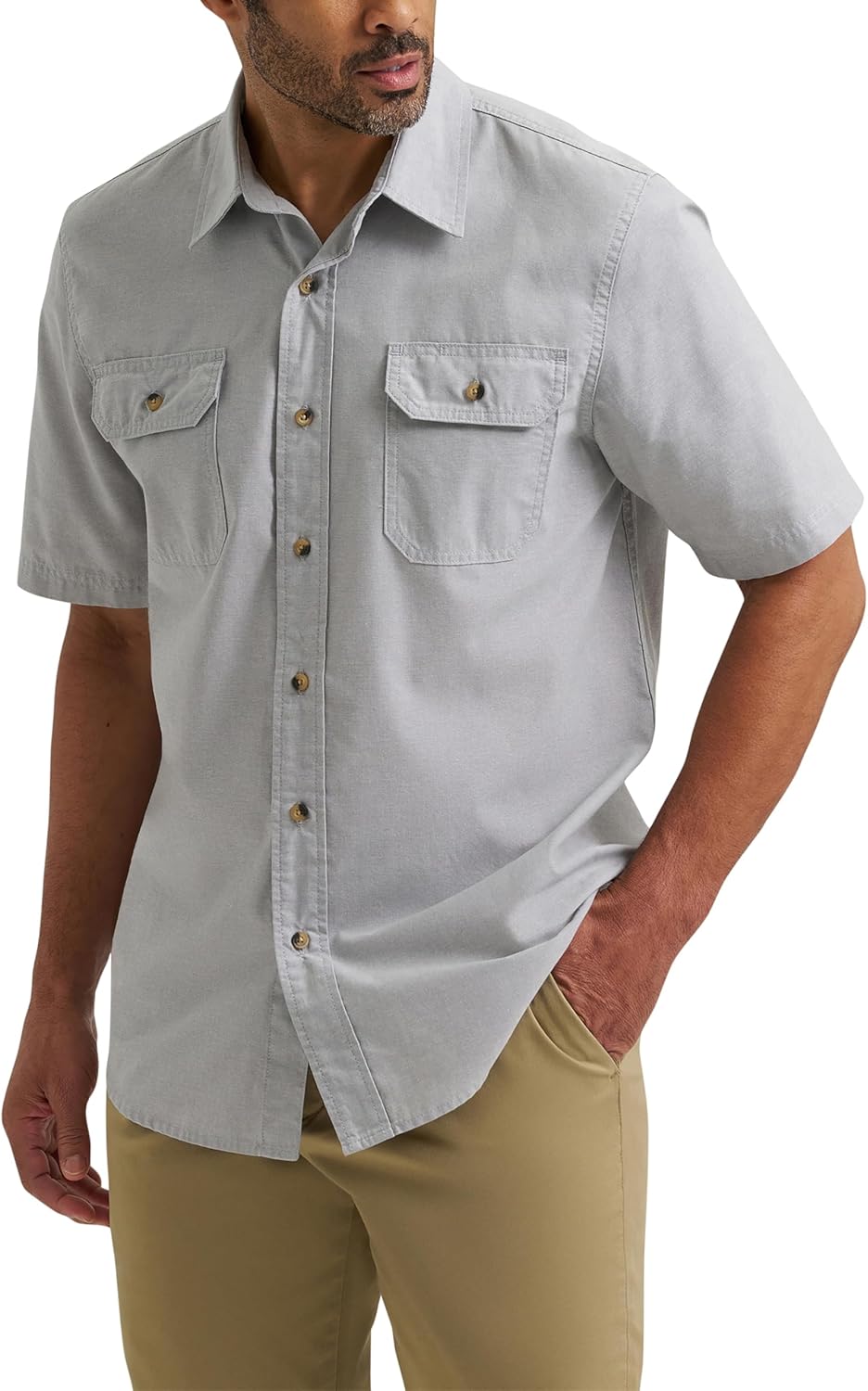 Paul Camisa Homem – Camisa de Manga Curta Clássica, Corte Relaxado e Bolsos
