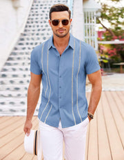 Camisa Guayabera Diego para Homem – Camisa Cubana de Linho para Verão, Estilo Elegante