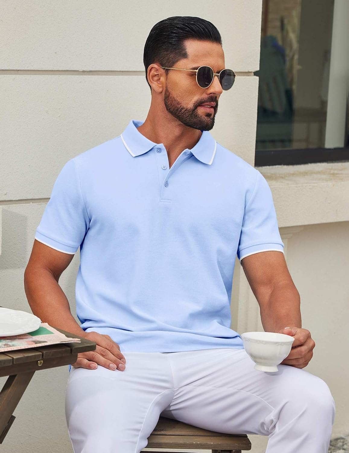 Leon Polo Homme – Polo z bawełny piqué z krótkim rękawem, styl casual i elegancki golf