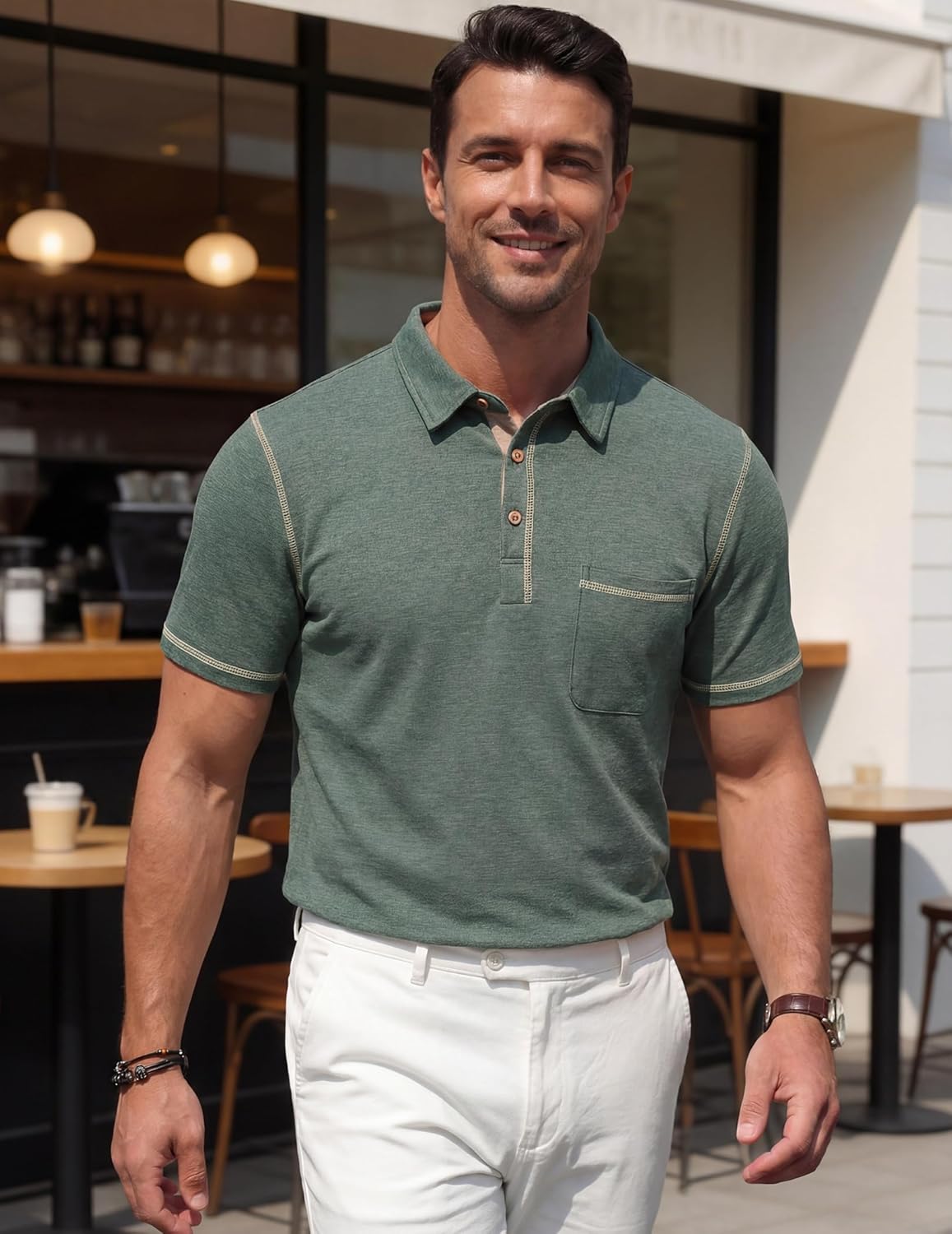 Arthur Polo Homem – Polo de Algodão Leve, Mangas Curtas, Bolso & Estilo Casual Chic