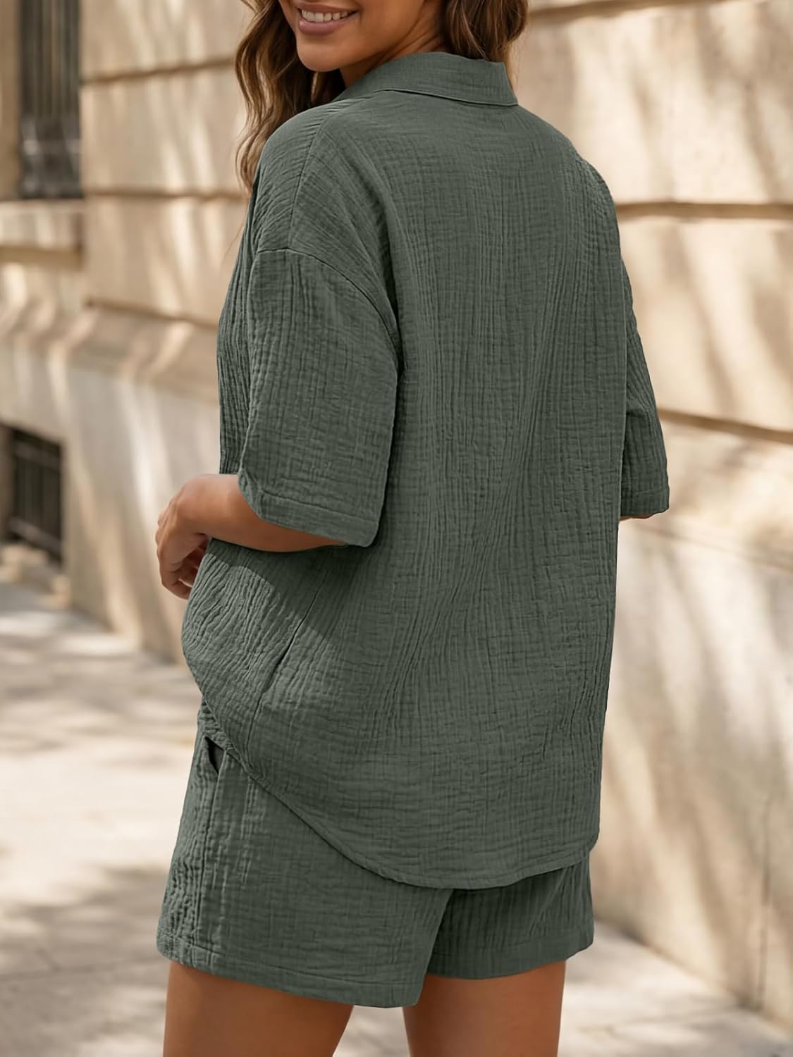 Σετ Γυναικείο Καλοκαίρι Gianna – Oversize Πουκάμισο Βαμβάκι & Σορτς Ψηλόμεσο