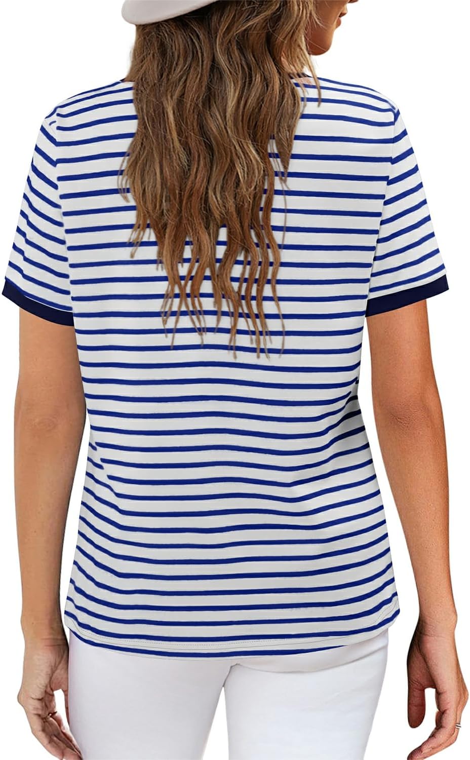 Sofia Haut en Lin Femme – T-shirt Oversize Décontracté avec Boutons et Manches 3/4