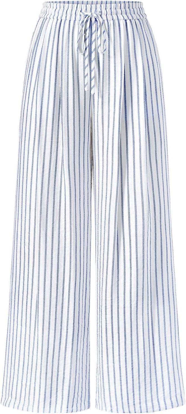 Maggie Pantaloni Donna – Pantaloni Palazzo Floreali Vita Elastica Ampia Estate