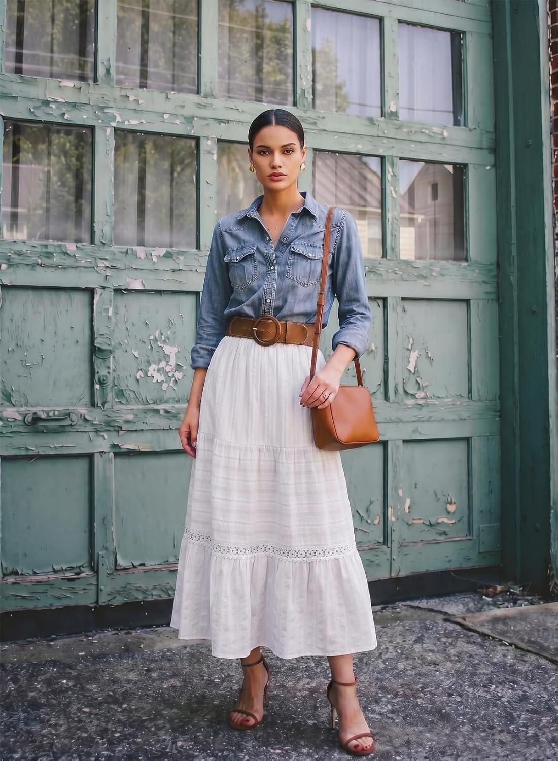 Falda Maxi Breilla para Mujer – Falda Bohemia de Algodón, Encaje de Crochet y Fluida
