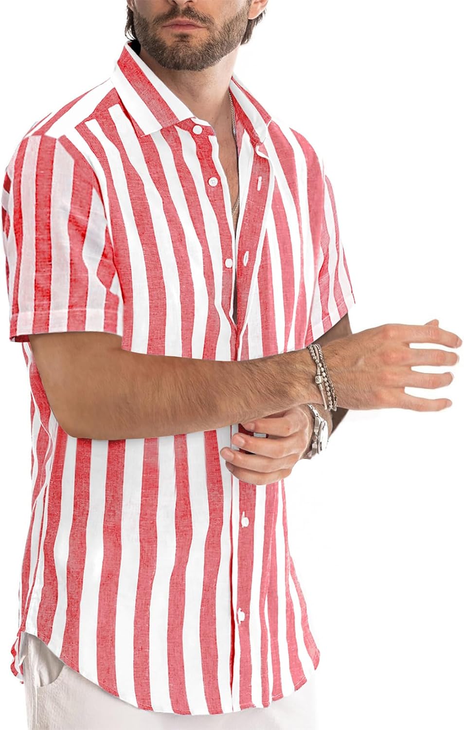 Camisa Josh Homem – Camisa às Riscas de Manga Curta, Estilo Casual Chic de Verão