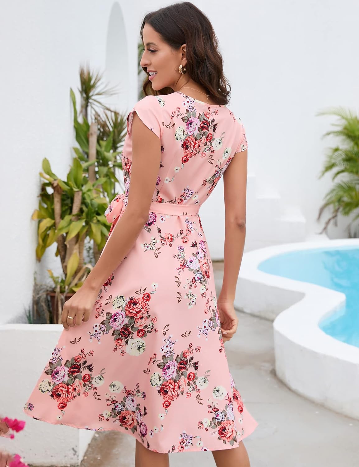 Sofia Kleid Fleurie Damen – Elegantes Sommer-Wickelkleid mit Blütenblattärmeln