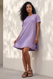 Léonie Robe Courte Femme – Robe Swing Coton Stretch Col Rond Été Élégante