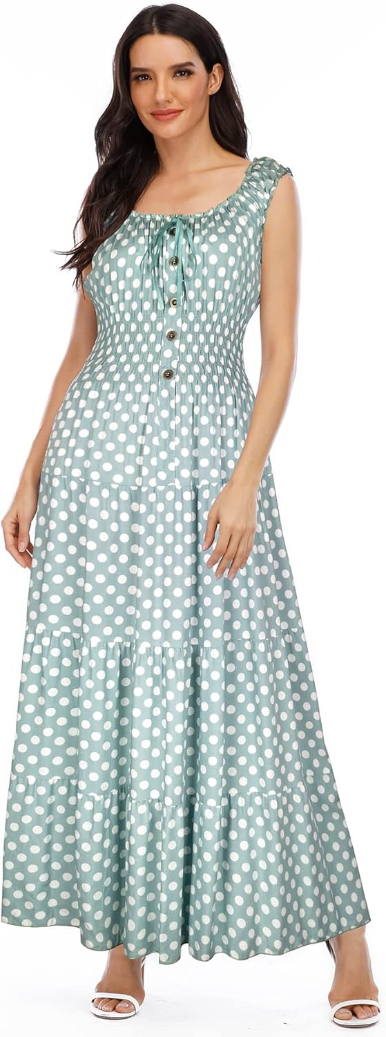 Lina Robe Maxi Bohème Femme – Robe Longue Fluide Imprimé Floral Été Élégante