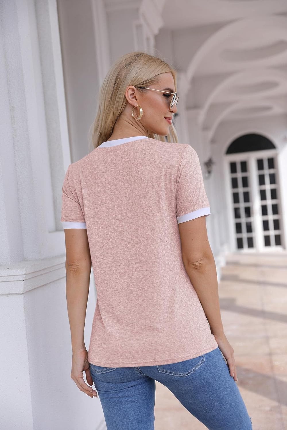 Koszulka damska Freline Color Block – Okrągły dekolt, krótkie rękawy, letni luźny krój