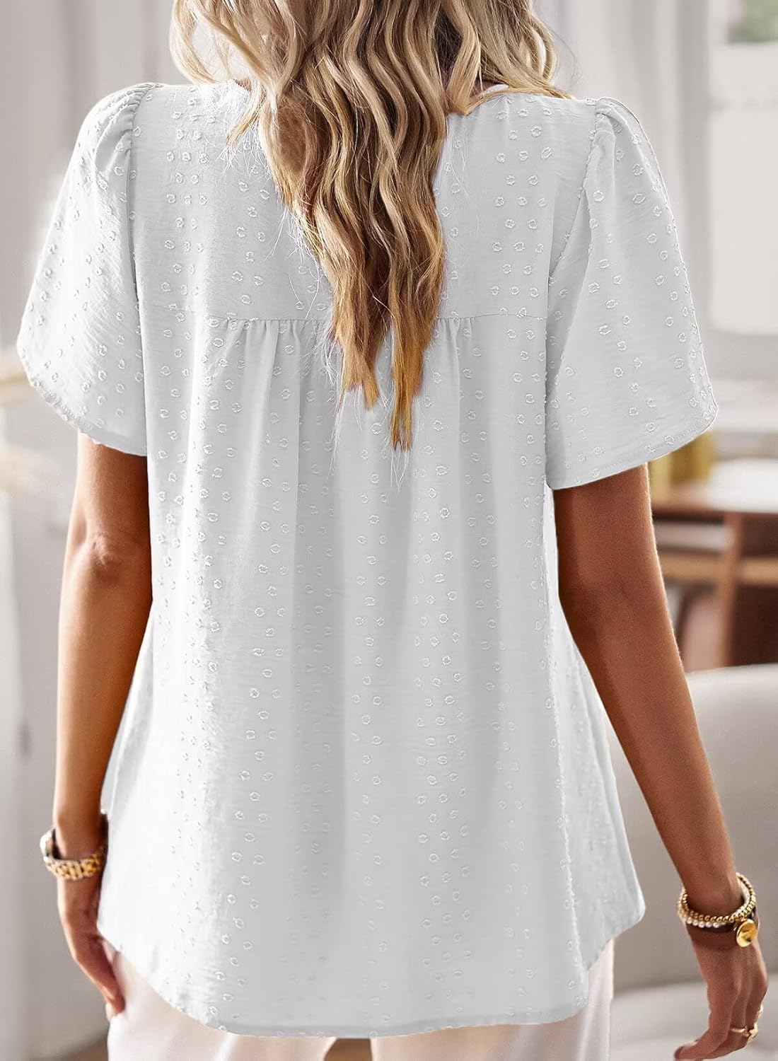 Eugenia Blouse Femme – Haut Bohème à Dentelle Crochet et Manches Courtes