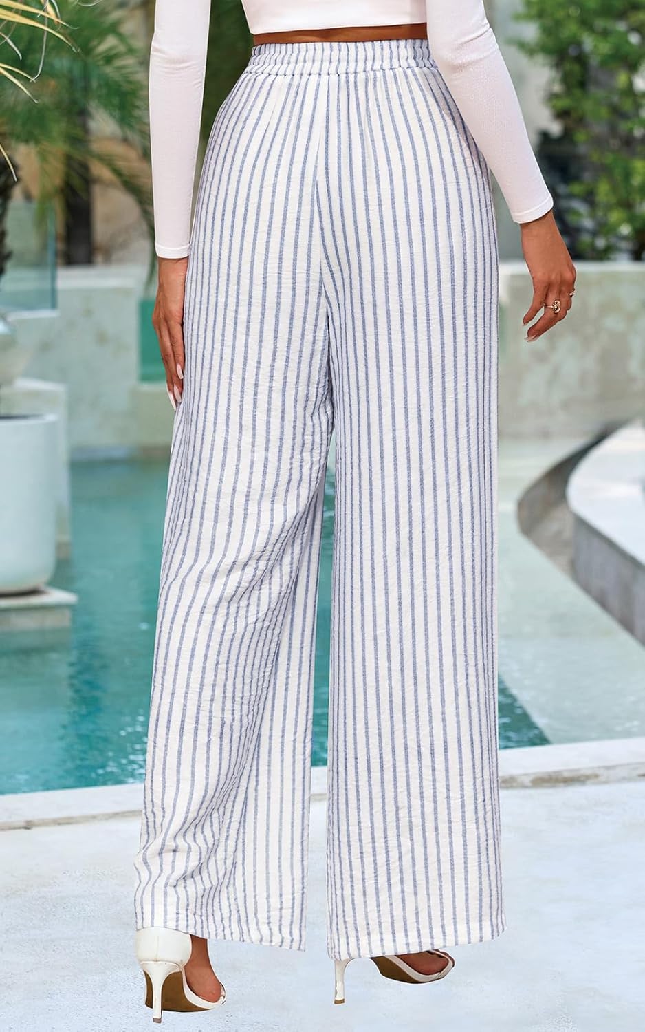 Maggie Pantaloni Donna – Pantaloni Palazzo Floreali Vita Elastica Ampia Estate