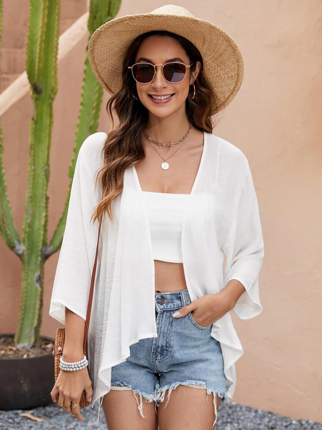 Luna Kimono Femme Chiffon – Cape Fluide Transparente Élégante Plage Été