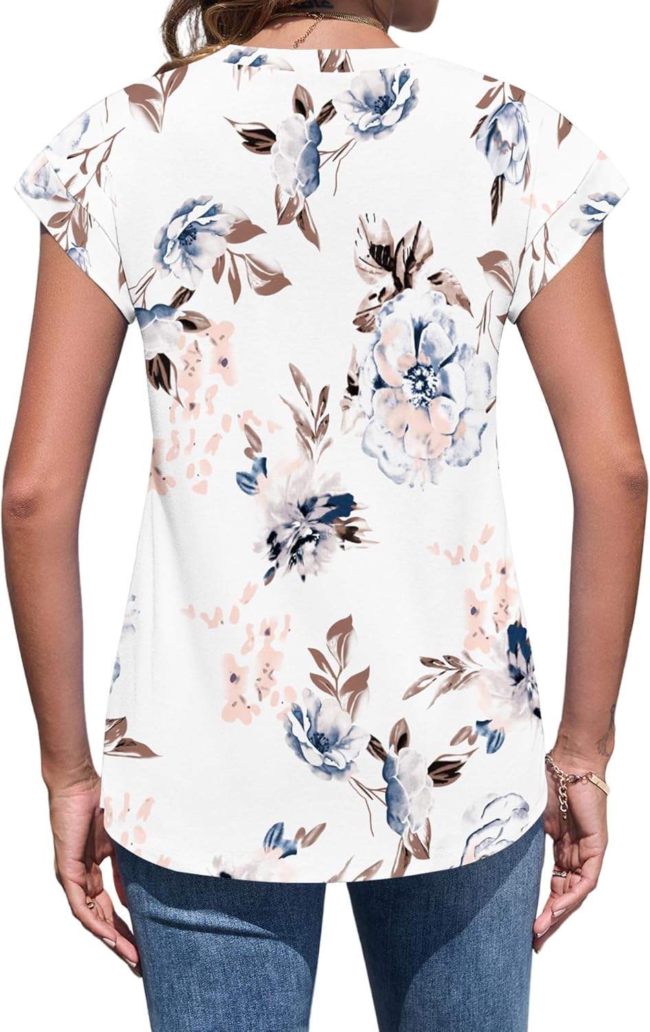 Lima Top Mulher Gola Redonda – Mangas Cap, Plissado Elegante, Corte Fluido Verão