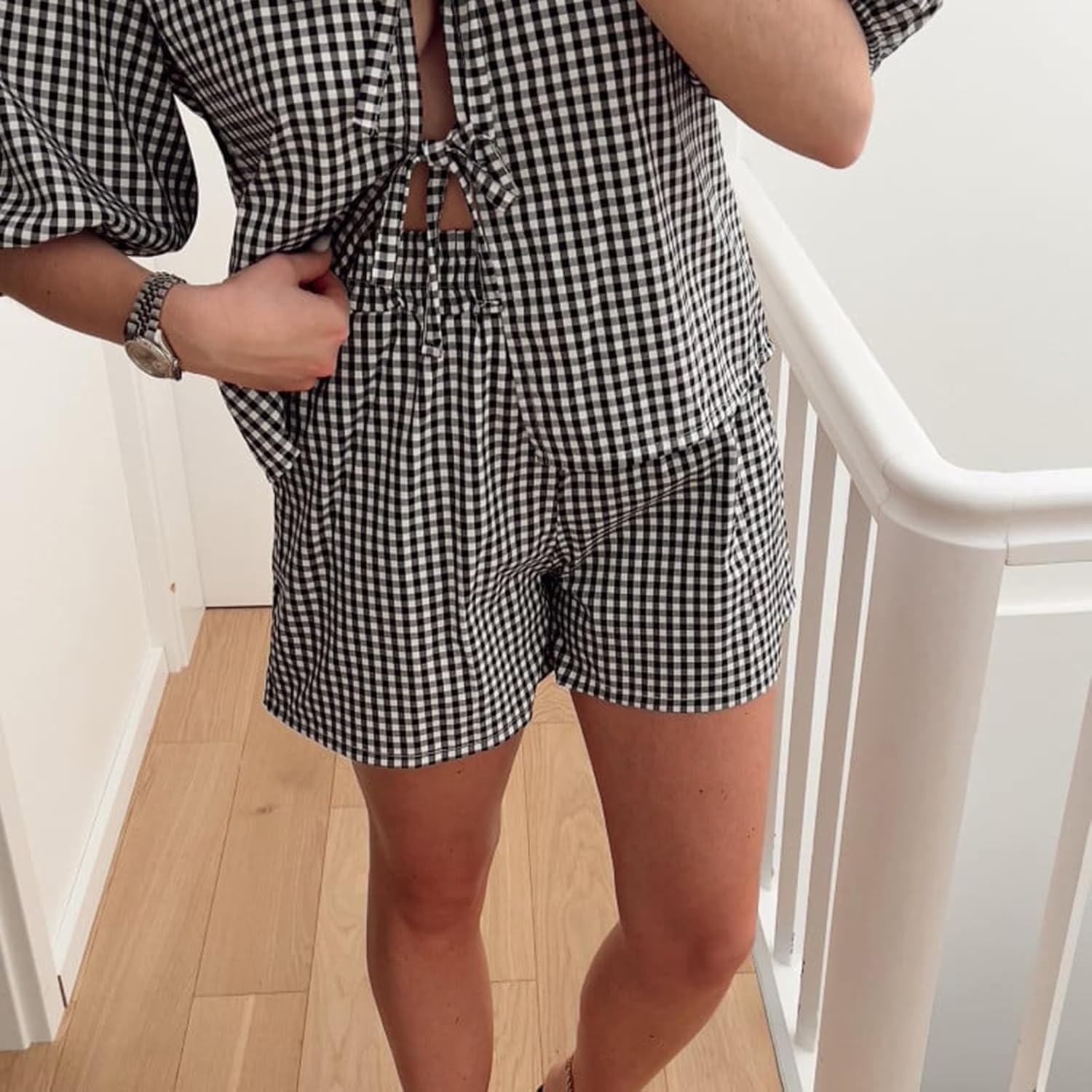 Lolita Ensemble Femme 2 Pièces – Blouse Nouée à Volants et Short Assorti