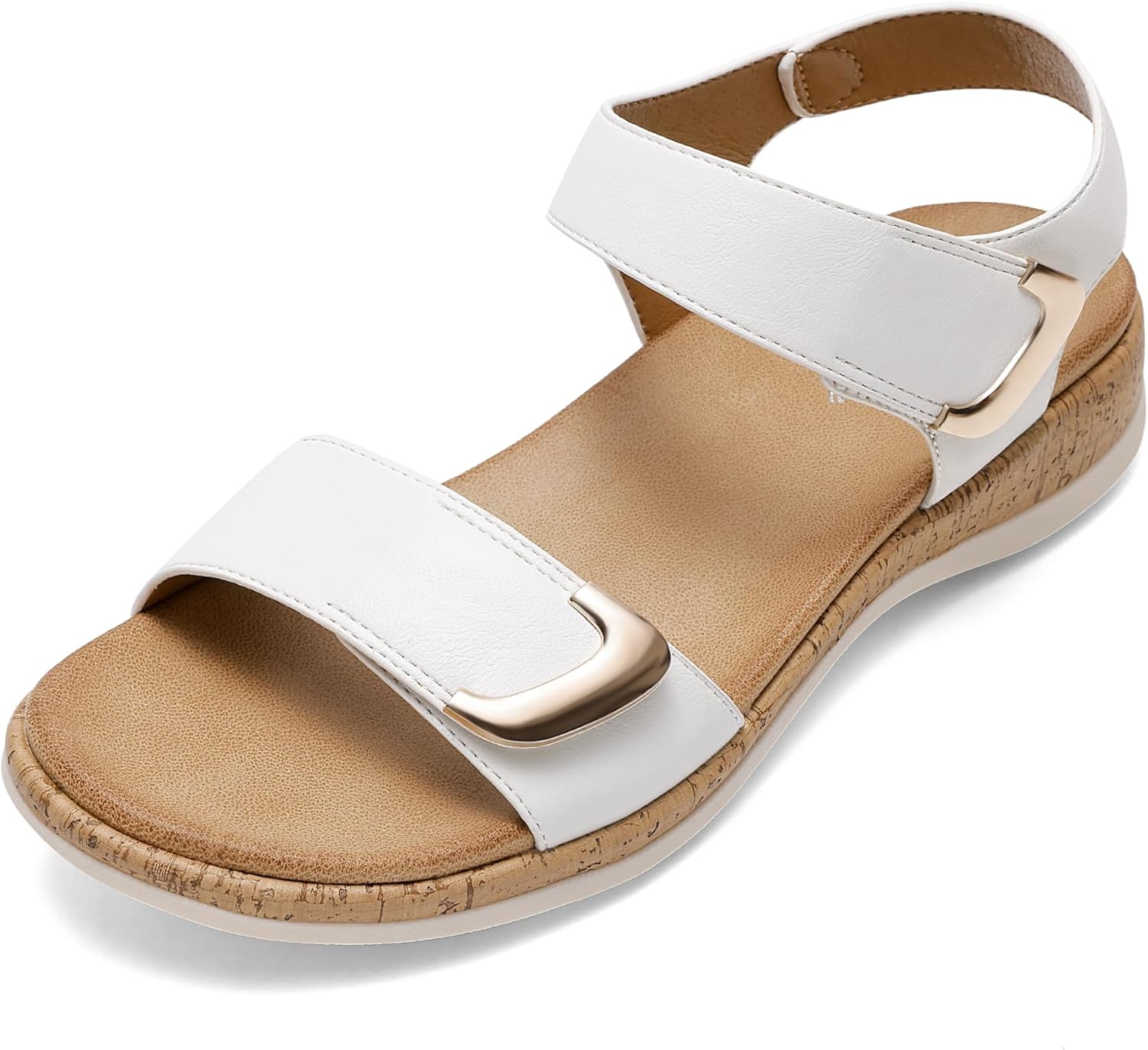 Élise Sandales Femme Confort – Sandales Plates d’Été à Boucle Ajustable