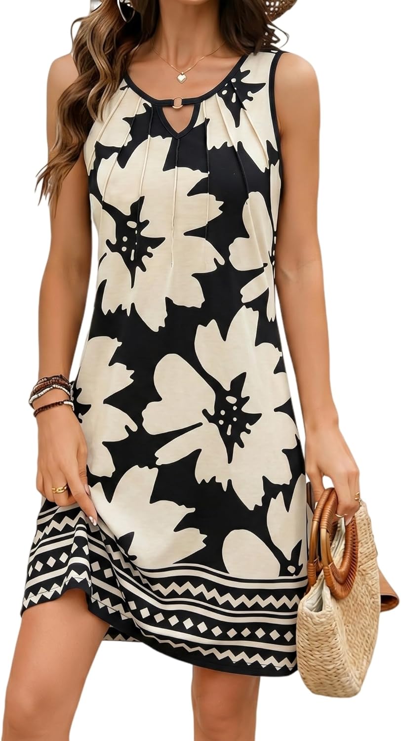 Chloé Robe Été Femme – Robe Courte Fleurie Bretelles Coupe A-Line Plage