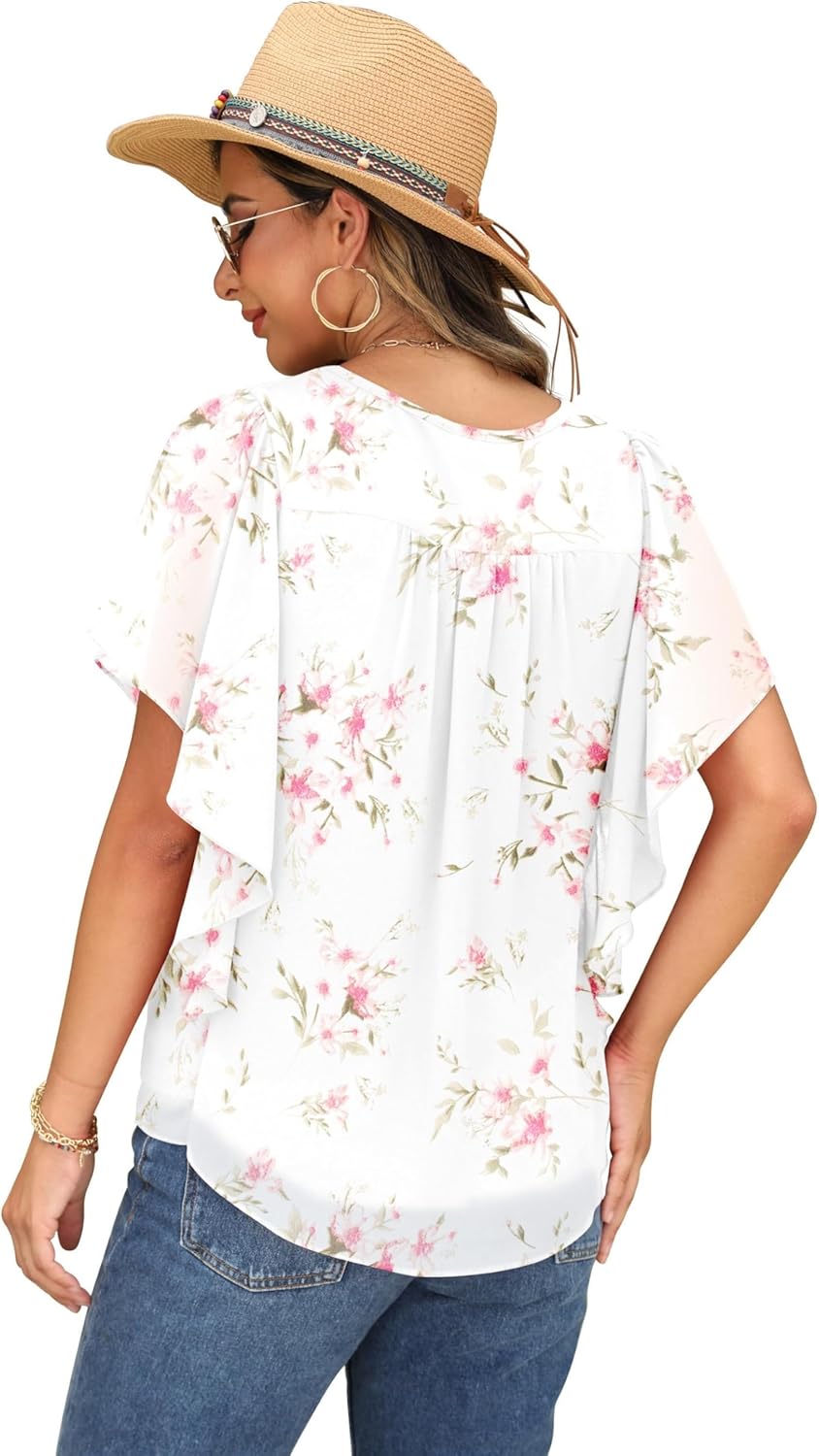 Dámska blúzka Chloé – top z mušelínu s netopierími rukávmi a okrúhlym výstrihom