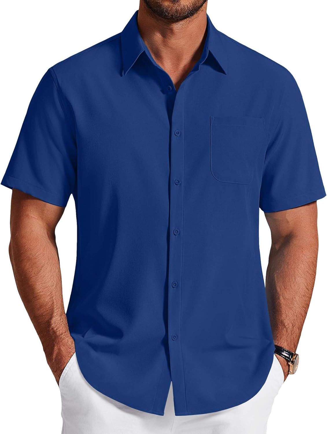Lucio Camisa Homem – Camisa Sem Engomar Manga Curta & Estilo Casual Chic