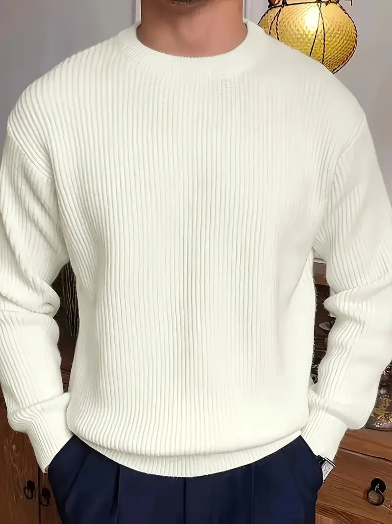 Montaro Męski Sweter z Okrągłym Dekoltem w Prążki – Klasyczny, Elegancki i Wielofunkcyjny Dzianinowy