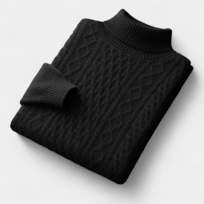 Maglione Timmy Uomo Collo Alto in Maglia Intrecciata – Maglione Classico Caldo ed Elegante