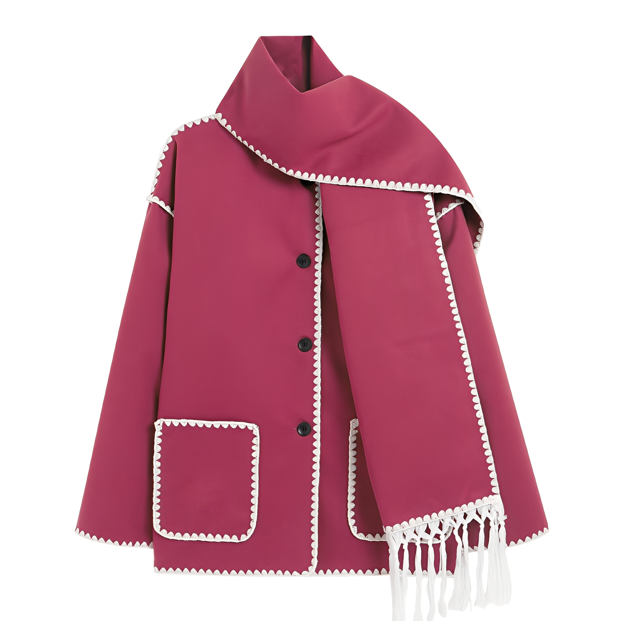 Genevieve Manteau Femme – Manteau en Laine Douce avec Écharpe & Coupe Ample Élégante