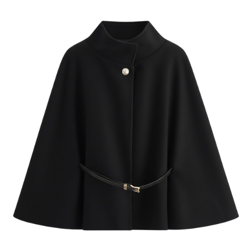 Crisha Cape Damen mit Fledermausärmeln – Eleganter und Winterlicher Mantel mit Gürtel